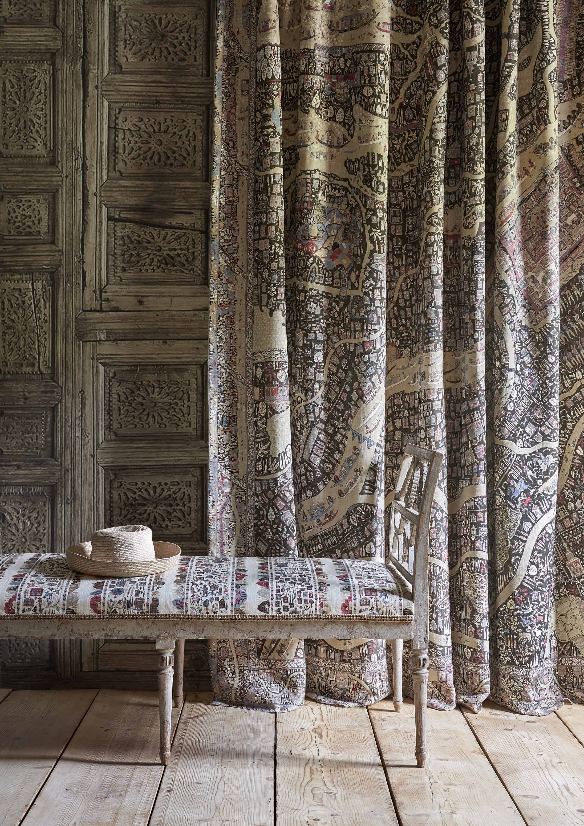 grand map inspired curtain lewis and wood